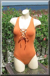 Women's Eco-Friendly<br>Organic Hemp Bahama Lace Up Tank One Piece Swimsuit
