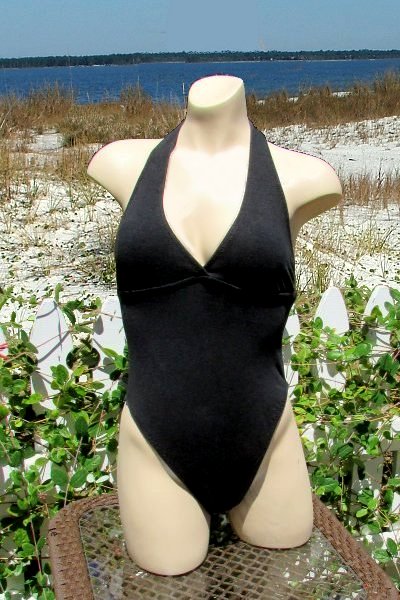 Organic Eco-Friendly hypoallergenic The Marilyn Halter One Piece Swimsuit -  Latex-Free custom made in USA.