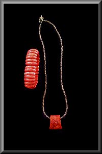 Apple Coral Necklace and Bracelet.